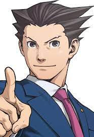phoenix wright pointing at the foreground